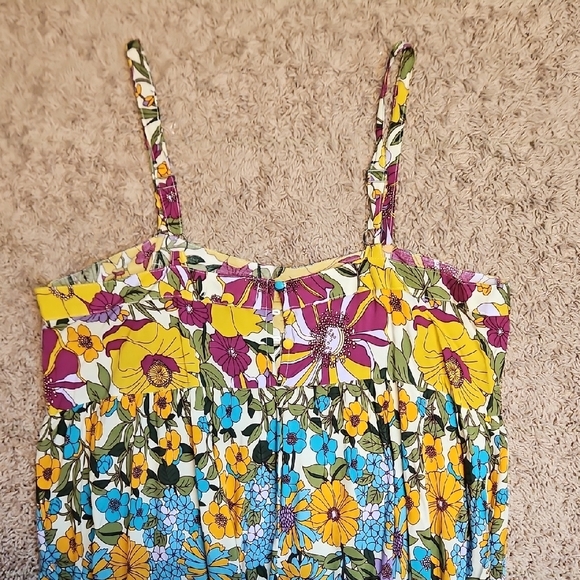 Natural Life Patti Side Slit Maxi Dress In Ivory Blue Floral - Picture 11 of 14